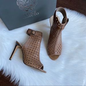 Vince Camuto Leather Weave Sandal Heel Booties 8.5